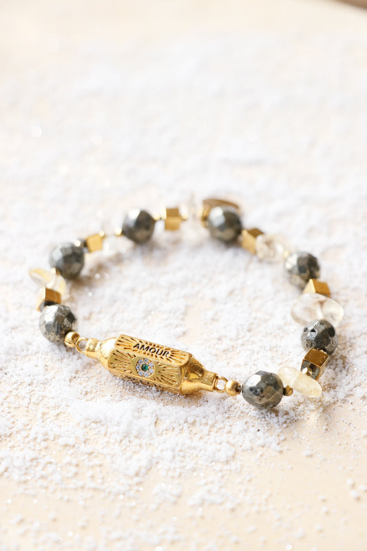 Bracelet VIBHUTI – Force Intérieure & Rayonnement Personnel en Pyrite