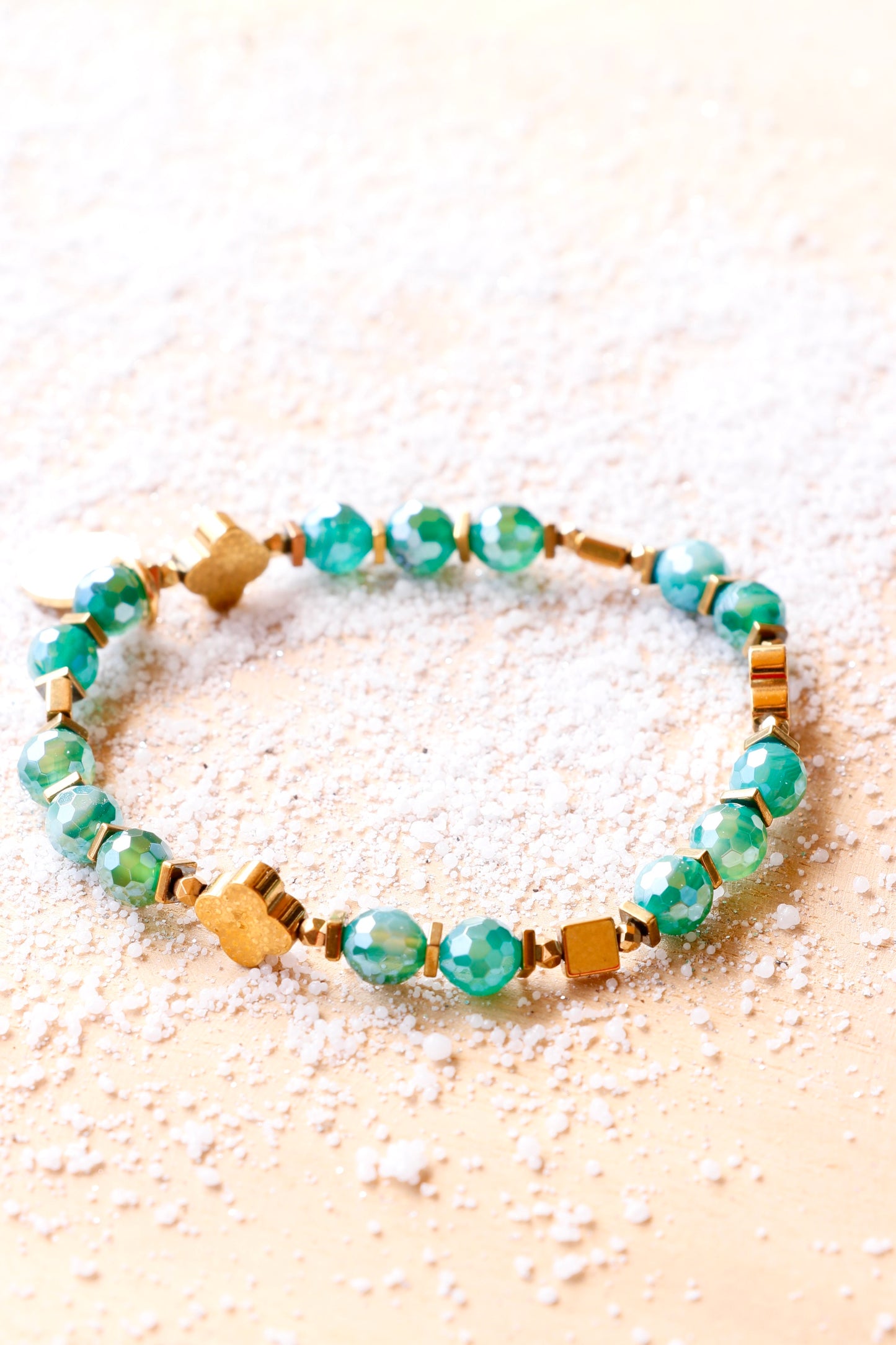 Bracelet SHANTI en Agate Émeraude – Stabilité & Sérénité