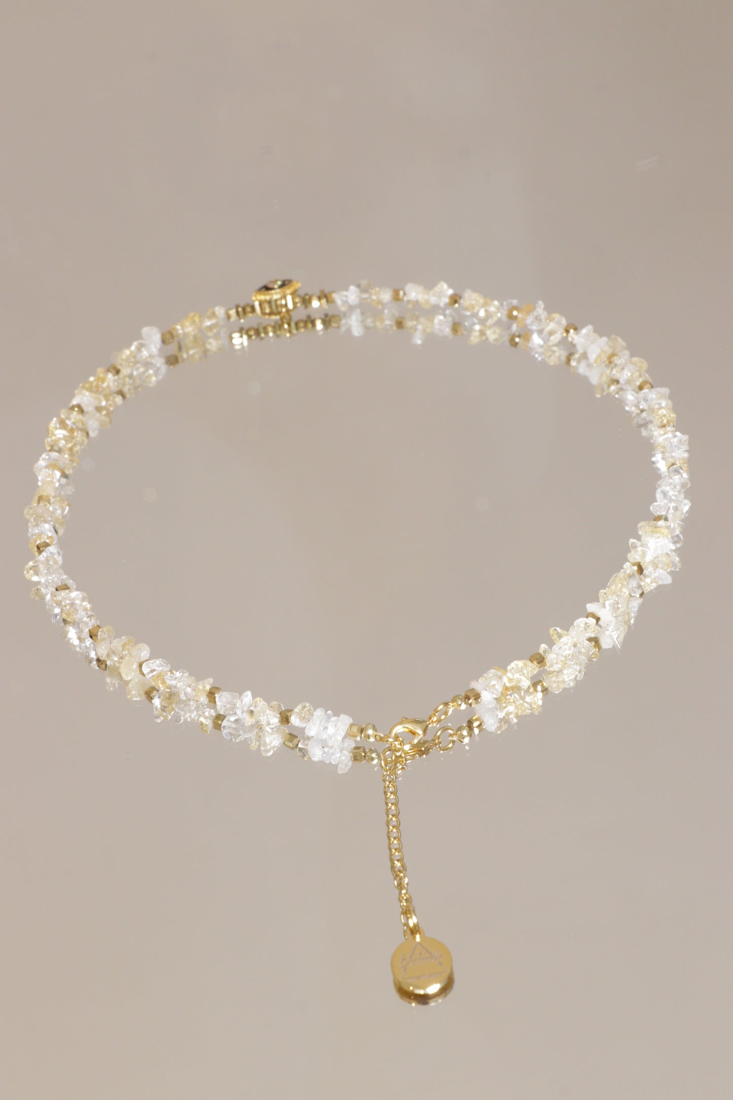 Collier Tour de cou LAKSHMI Abondance & Énergie Positive en Citrine pendentif œil de protection