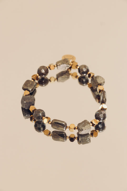 Bracelet VIBHUTI – Force Intérieure & Rayonnement Personnel en Pyrite