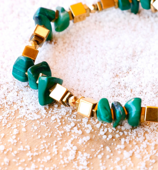 Bracelet PARIVARTANA en Malachite – Transformation & Guérison du Corps