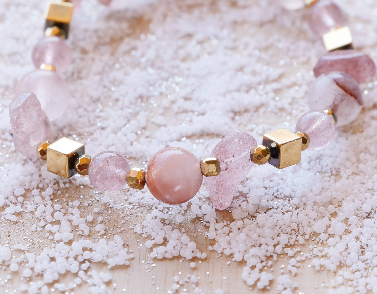 Bracelet simple RASA en Quartz Framboise – Joie de vivre, Douceur & Amour de soi