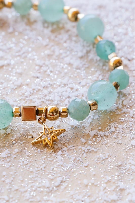Bracelet SAMATA en Aventurine pendentif étoile pour la Chance et l'Harmonie