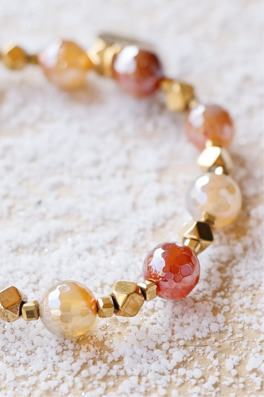 Bracelet SHANTI en Agate Mandarine – Stabilité & Sérénité