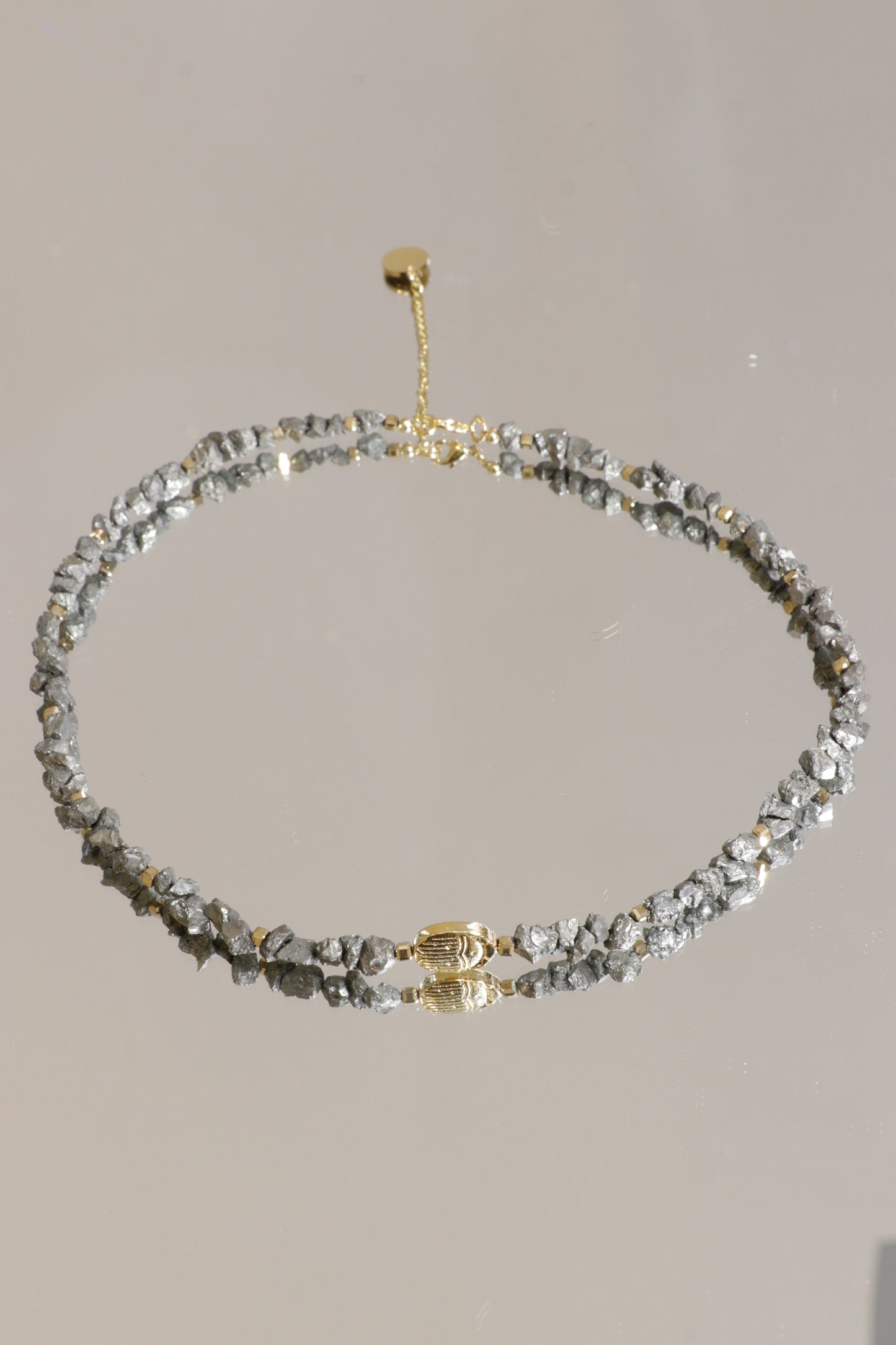 Collier tour de cou pyrite Emmanuelle Bijoux Création Nice 