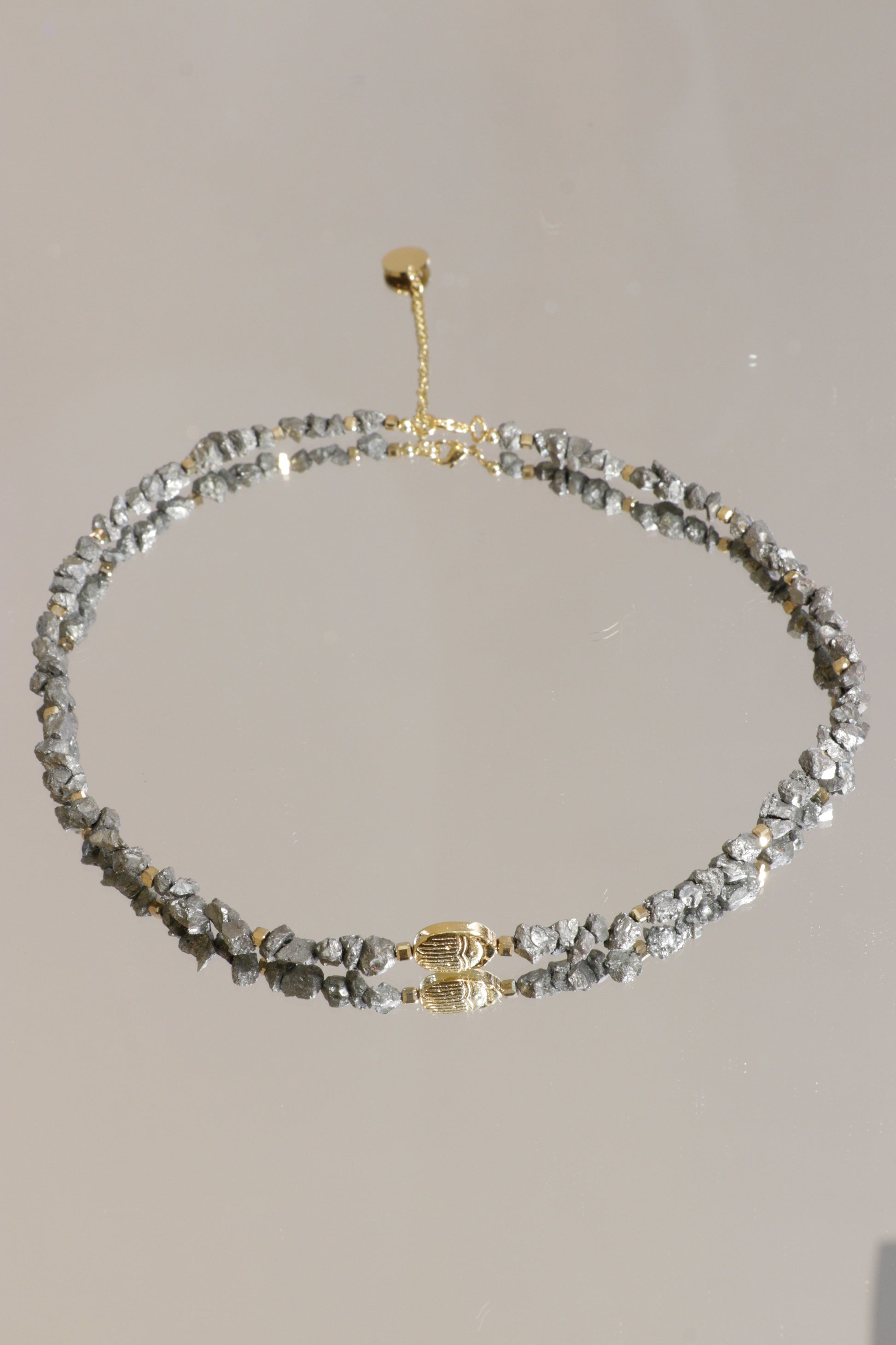 Collier tour de cou pyrite Emmanuelle Bijoux Création Nice 