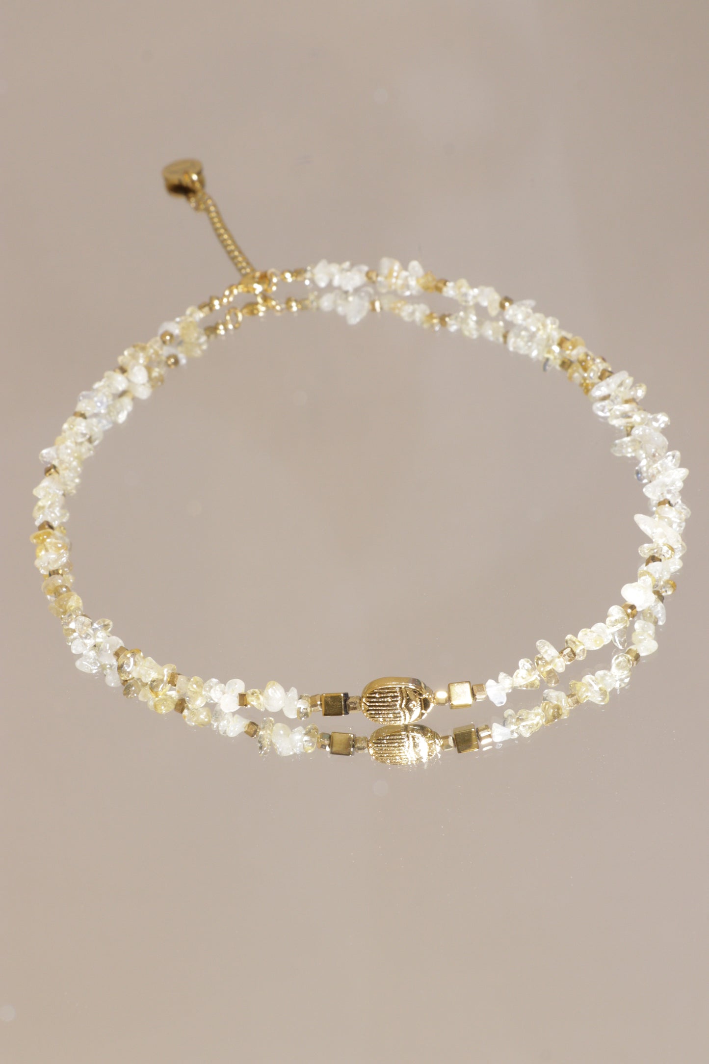 Collier Tour de cou pendentif scarabée LAKSHMI Abondance & Énergie Positive en Citrine