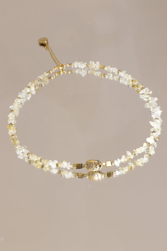 Collier Tour de cou pendentif scarabée LAKSHMI Abondance & Énergie Positive en Citrine