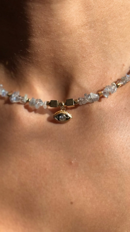 ÉGIDE — Collier Tour de Cou en Labradorite | Protection