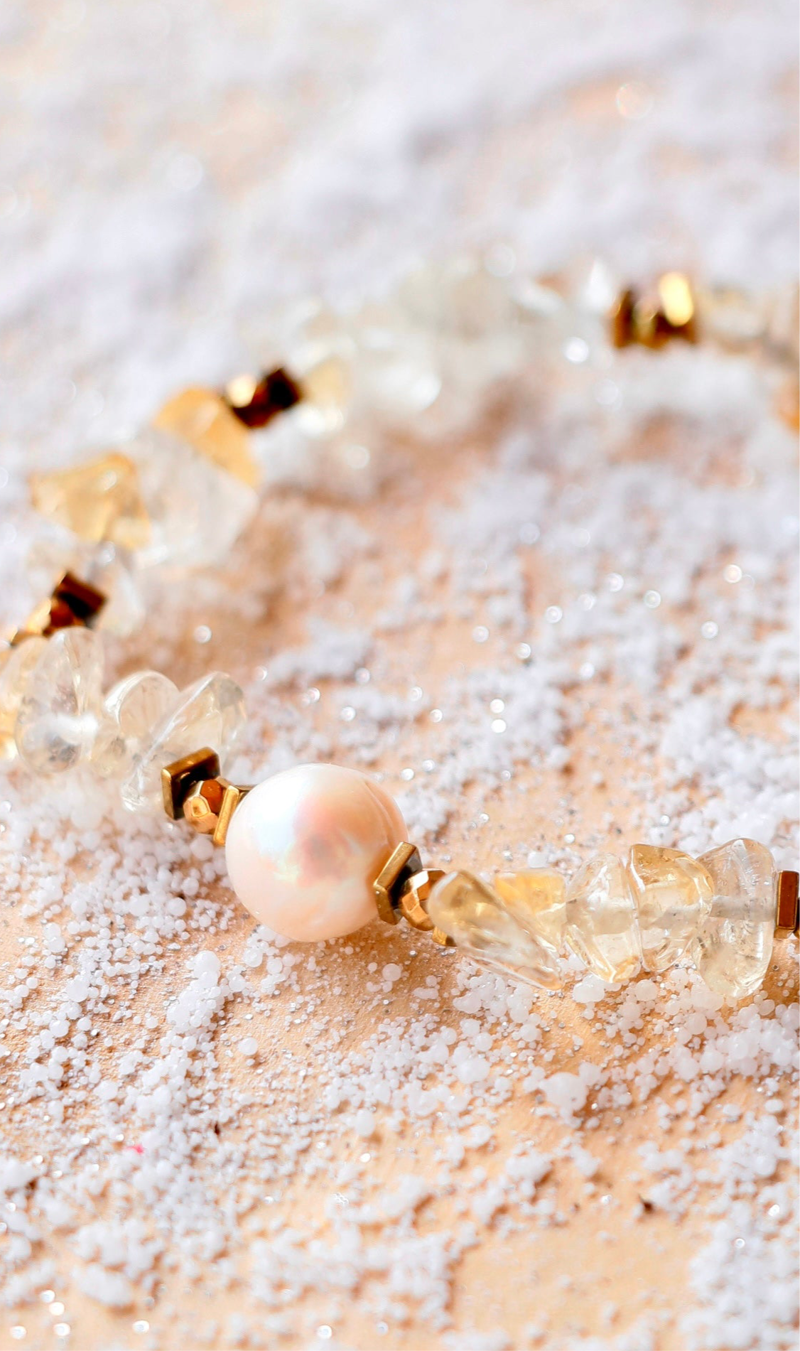 Bracelet LAKSHMI en Citrine Collection White Pearl - Abondance & Énergie Positive