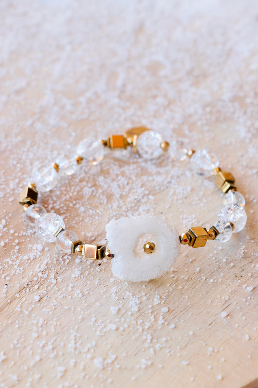 Bracelet SHUBHRA en Quartz Givré – Clarté Intérieure & Lâcher-Prise