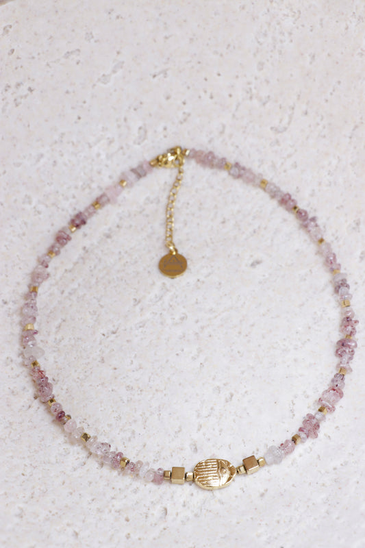 Collier Tour de Cou en Quartz Framboise – La Joie d'Être Soi