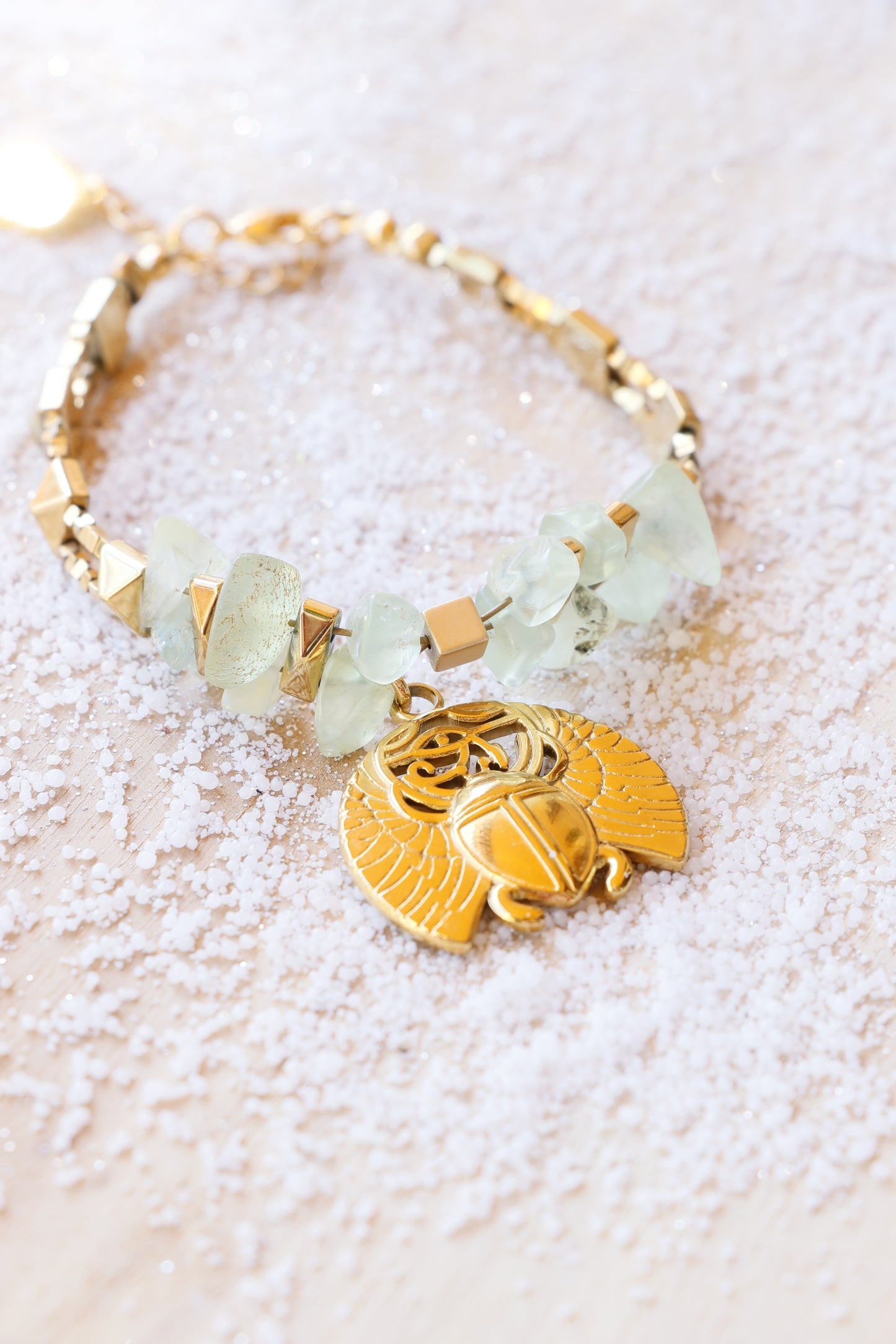 Bracelet HRIDAYA en Prénhite - Guérison émotionnelle & ouverture du cœur