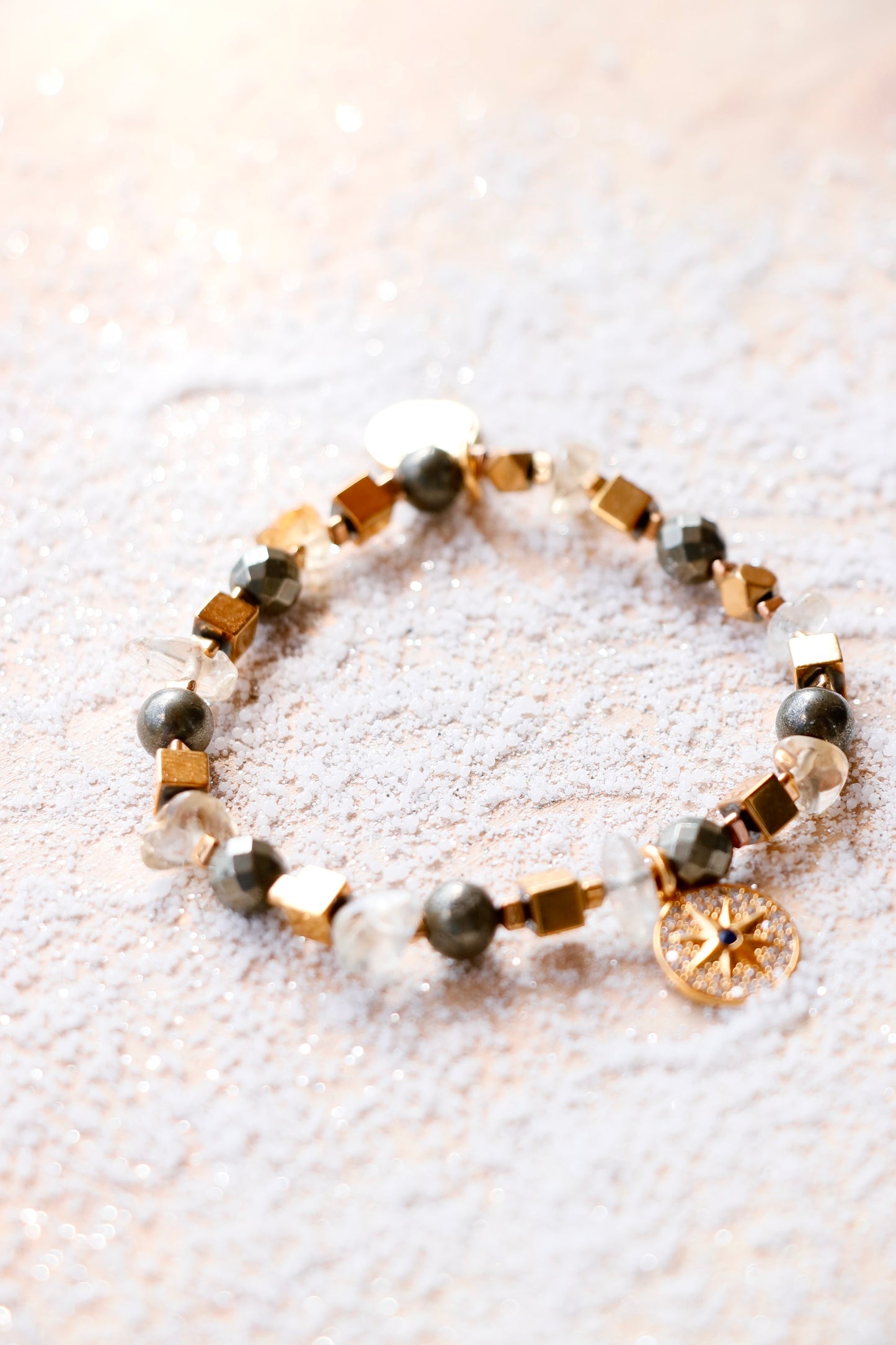 Bracelet VIBHUTI – Force Intérieure & Rayonnement Personnel en Pyrite