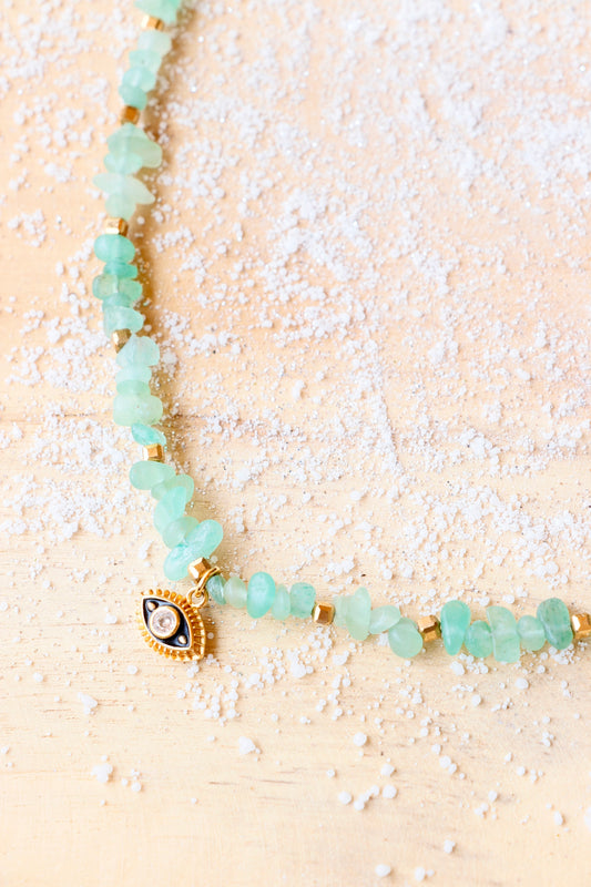 Collier Tour de Cou SAMATA en Aventurine – Oeil de protection - Chance & Harmonie