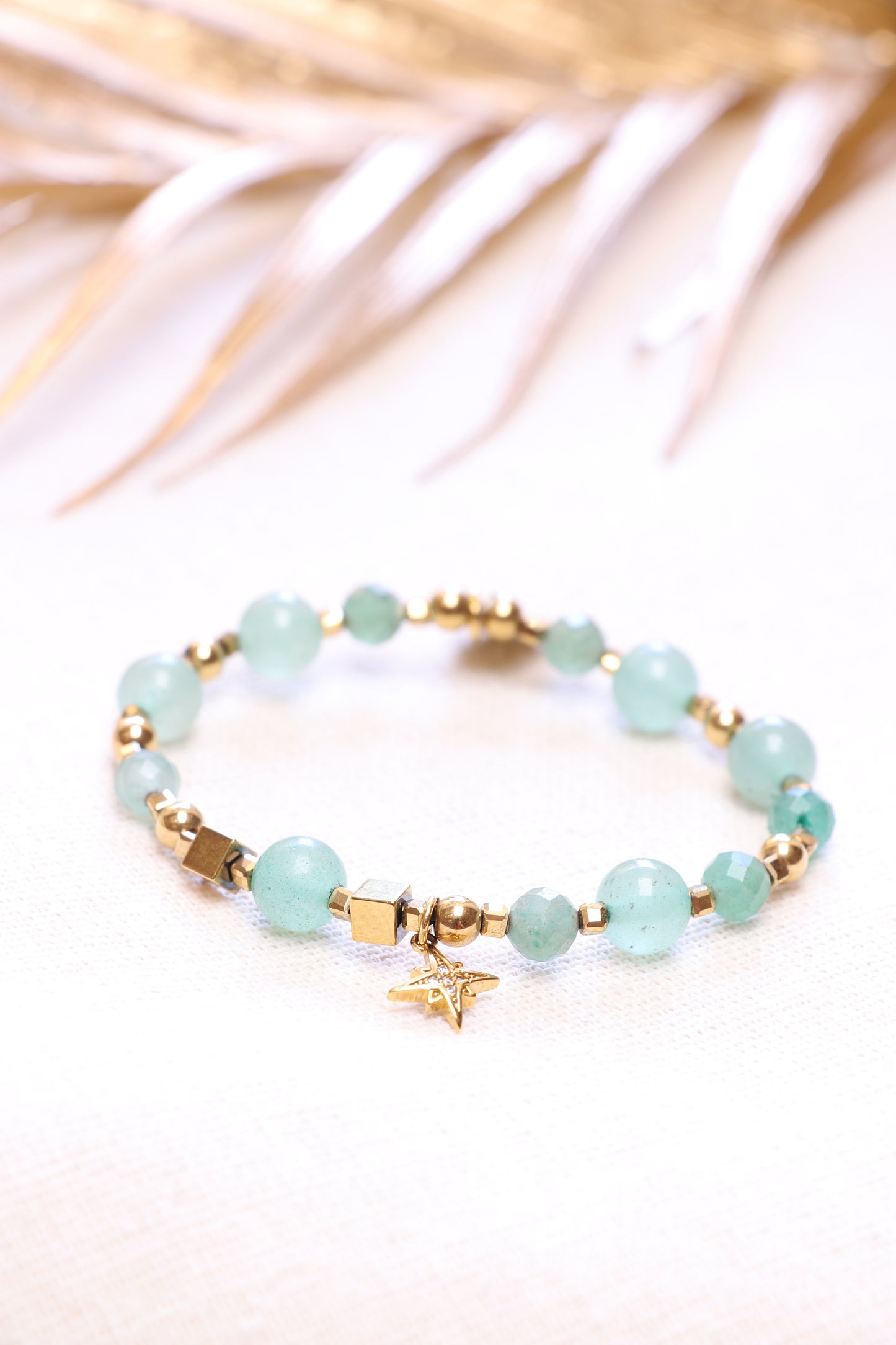 LUMEN -  Bracelet en Aventurine Pendentif Étoile | Abondance & Opportunités