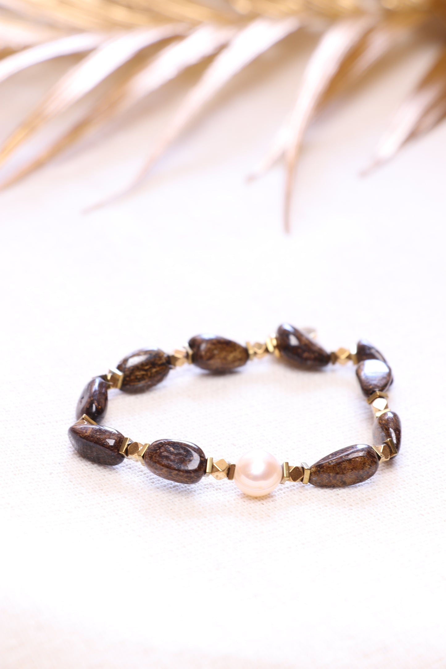 AUDACE - Bracelet en Bronzite et perle naturelle | CONFIANCE & COURAGE
