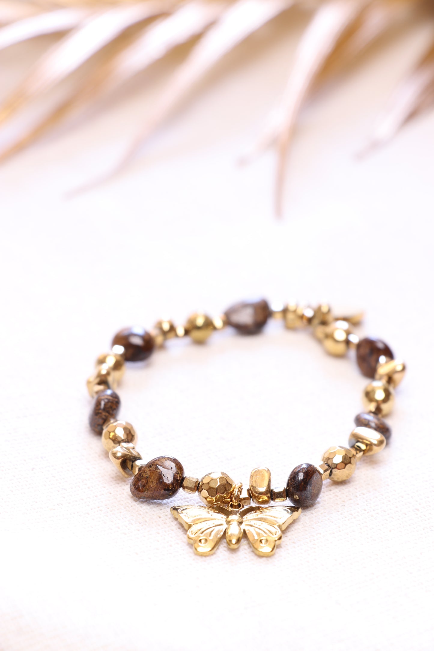 AUDACE - Bracelet en Bronzite | Pendentif Papillon CONFIANCE & COURAGE