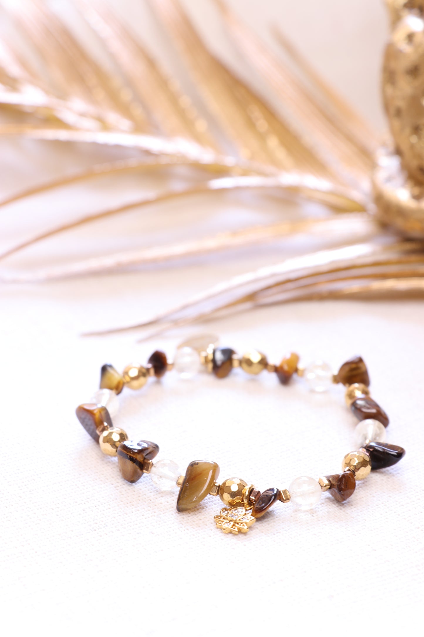 ÉGIDE Bracelet • Oeil de tigre • Pendentif Lotus • CONFIANCE & COURAGE