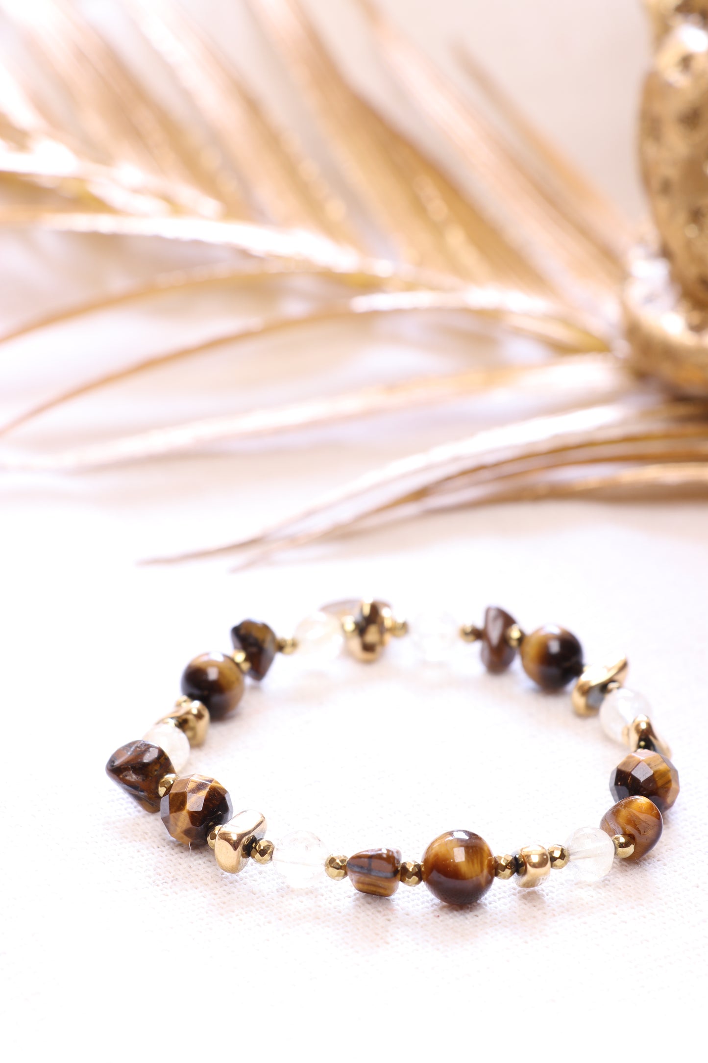 AUDACE — Bracelet en Œil de Tigre avec Lotus | Confiance & Passage à l’action