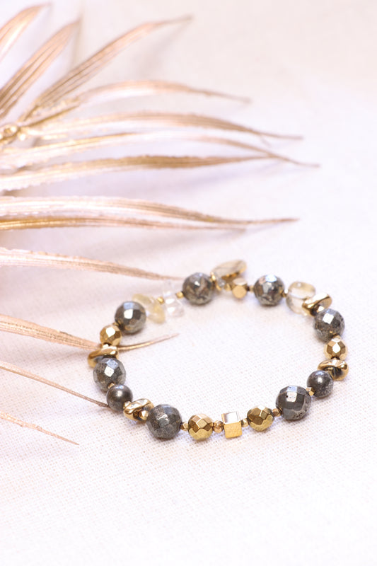 Bracelet en Pyrite et Hématite — Emmanuelle Bijoux
