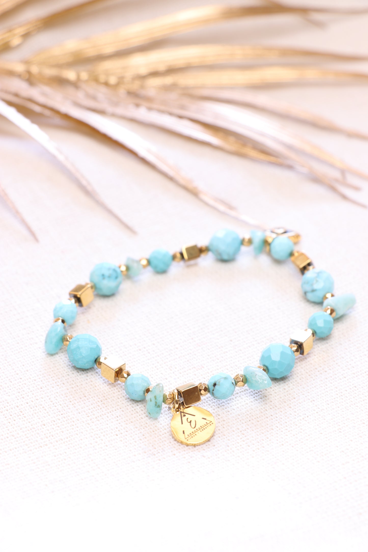 RIVAGE Bracelet en Turquoise Pendentif Œil de protection | La Vérité du Cœur | Communication & Expression