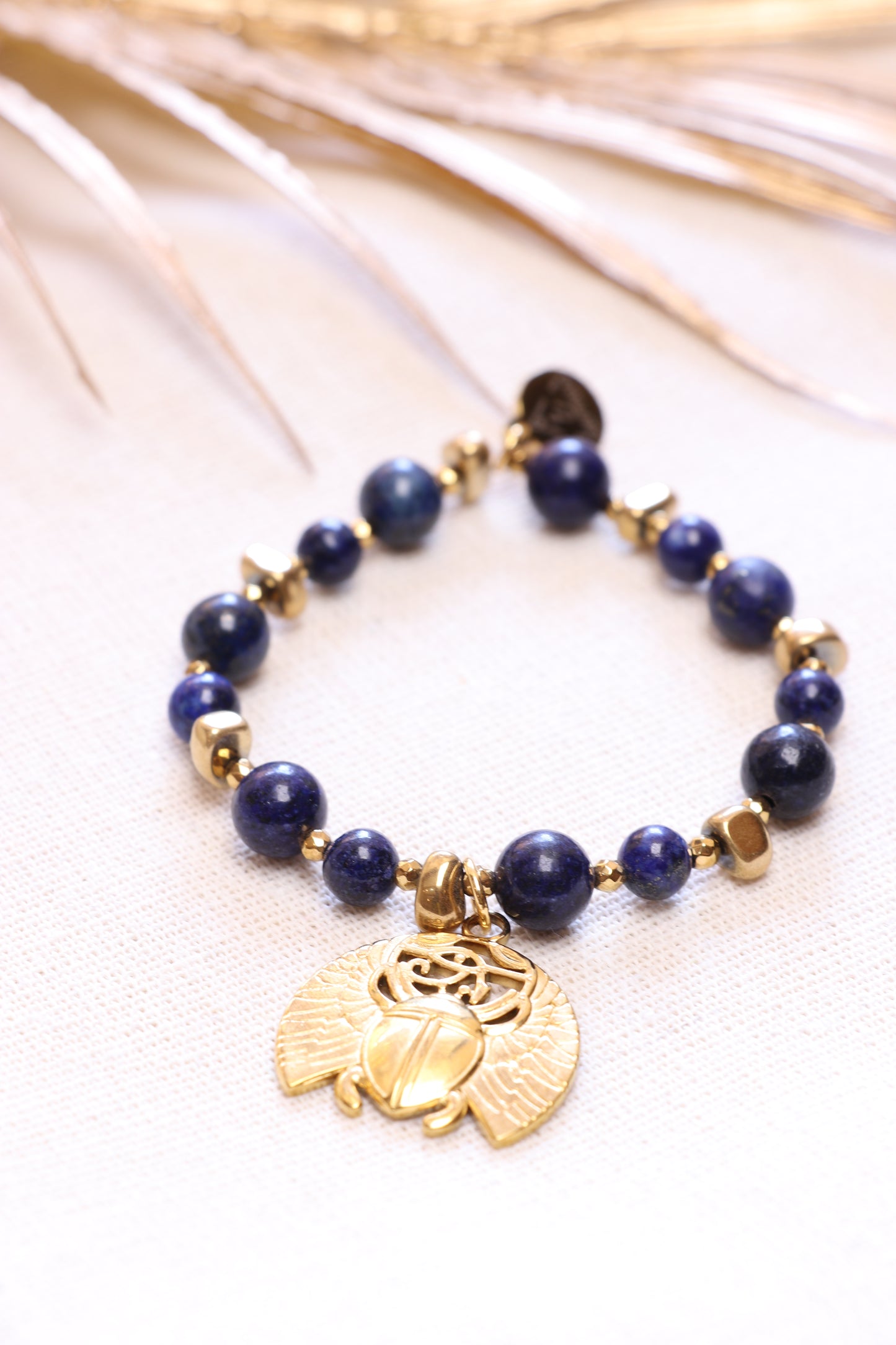 Bracelet Lapis-Lazuli Naturel Scarabée XL| Intuition & Expression