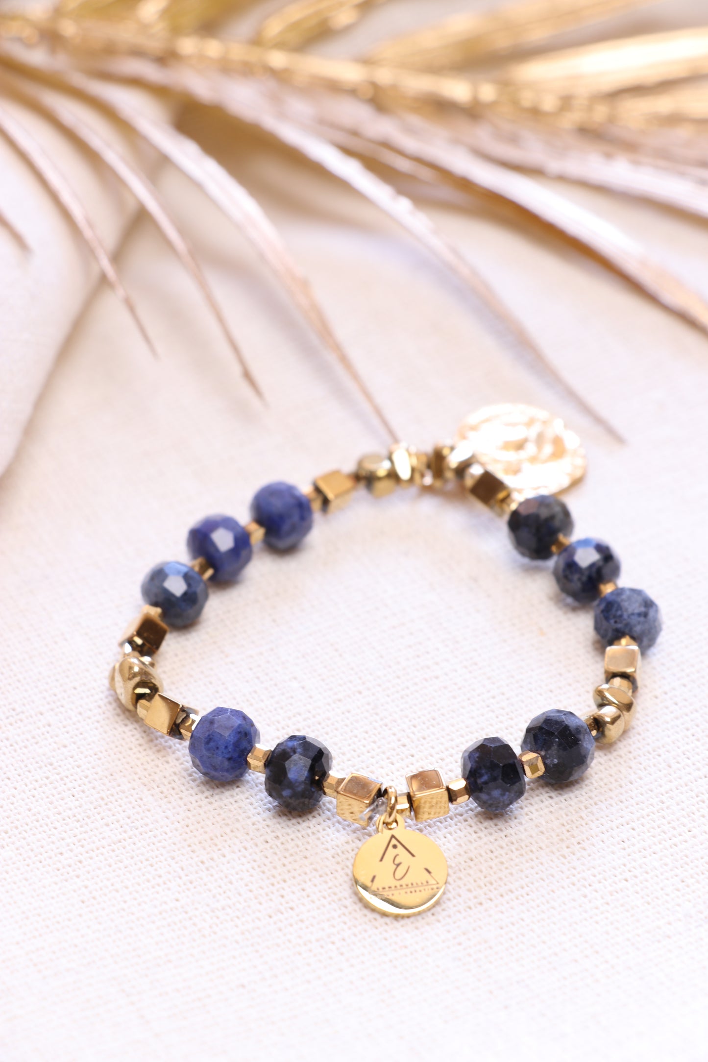 Bracelet Lapis-Lazuli Naturel Médaille Romaine | Intuition & Expression