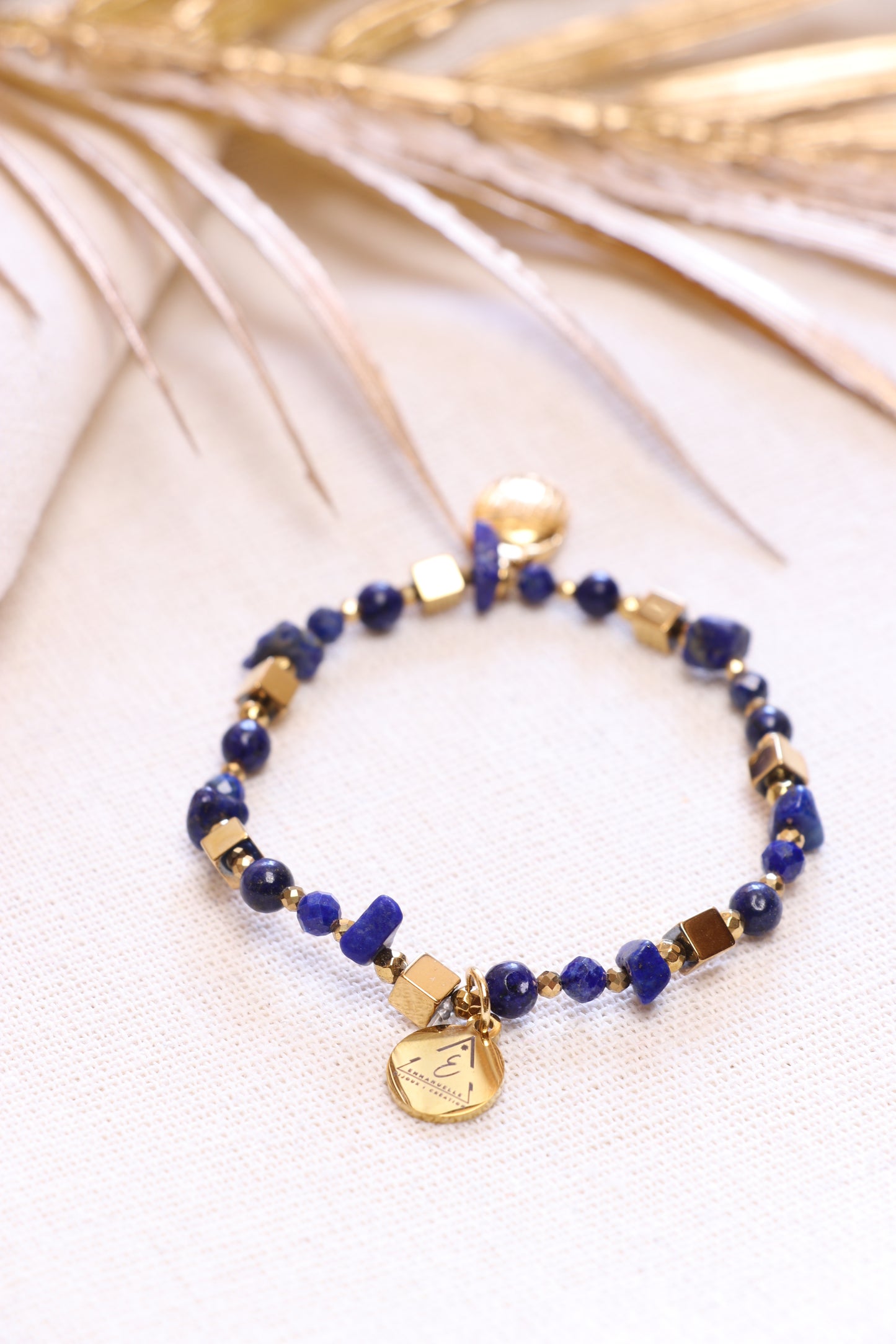 Bracelet Lapis-Lazuli Naturel Pendentif Scarabée | Intuition & Expression