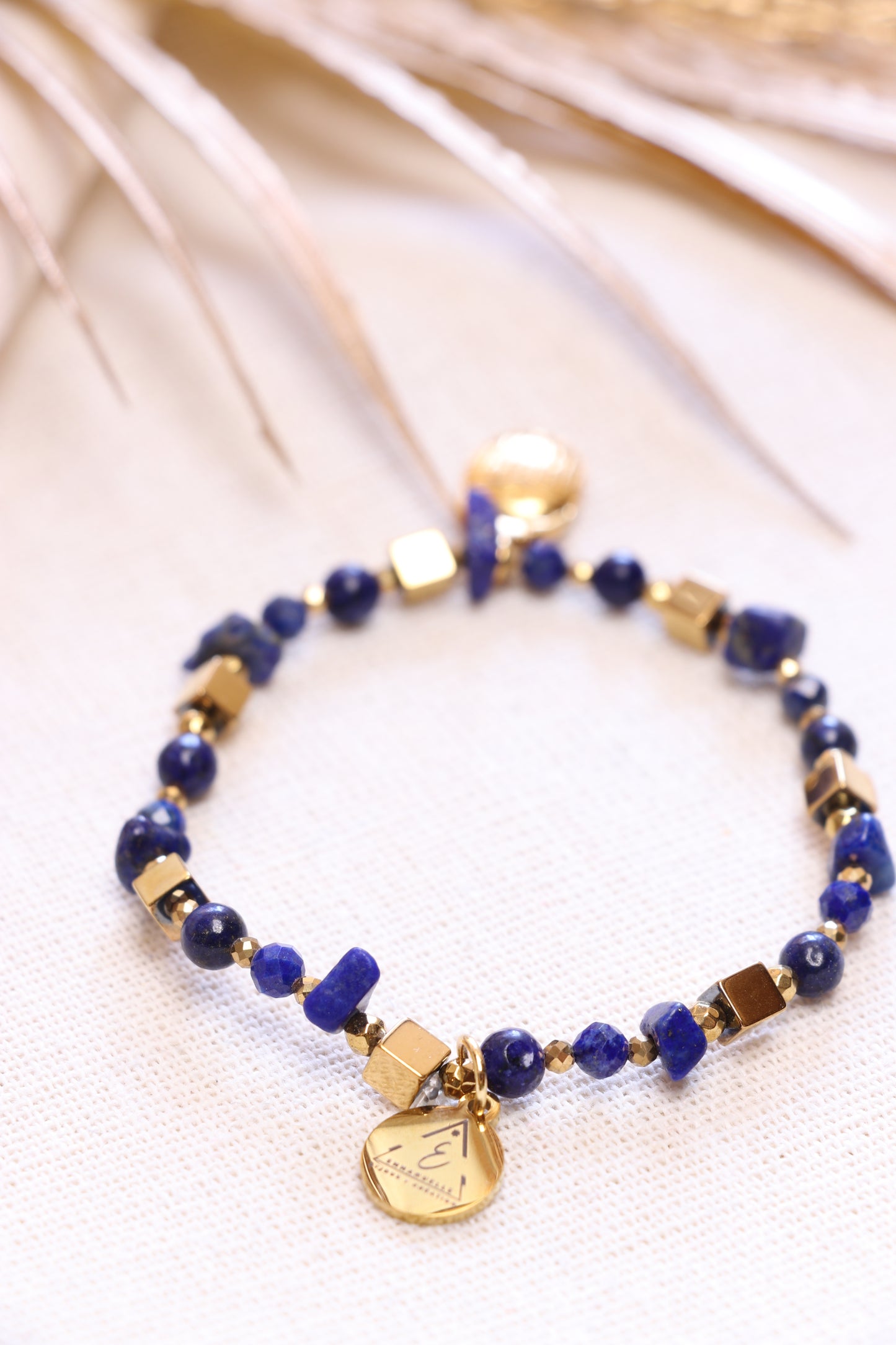 Bracelet Lapis-Lazuli Naturel Pendentif Scarabée | Intuition & Expression