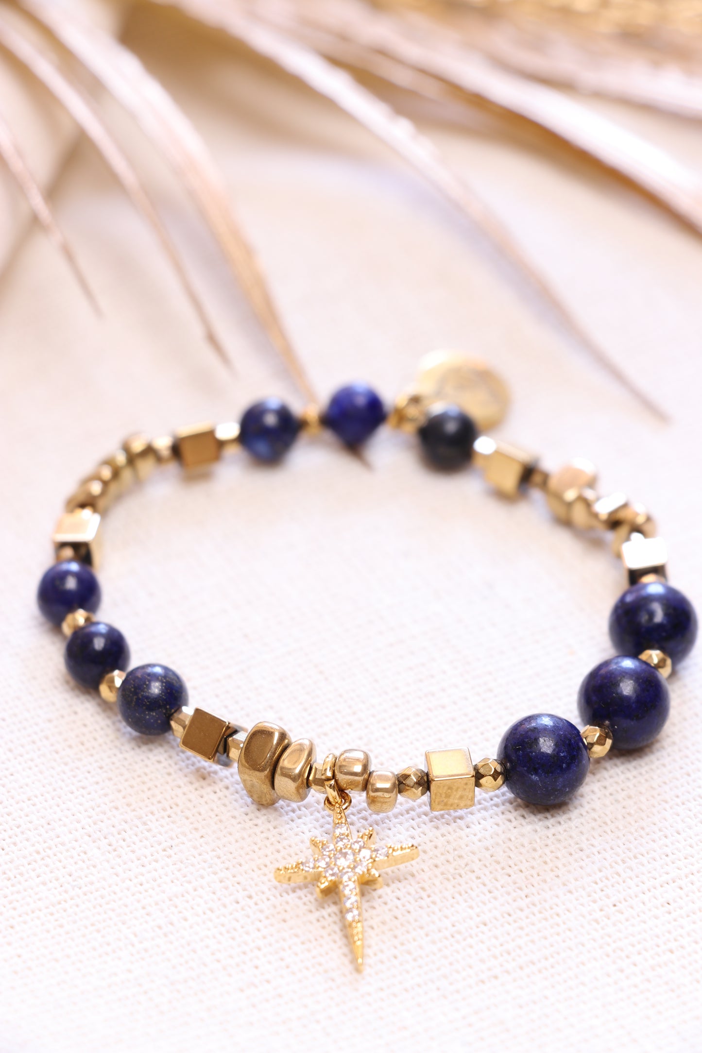 Bracelet Lapis-Lazuli Naturel Pendentif Étoile | Intuition & Expression