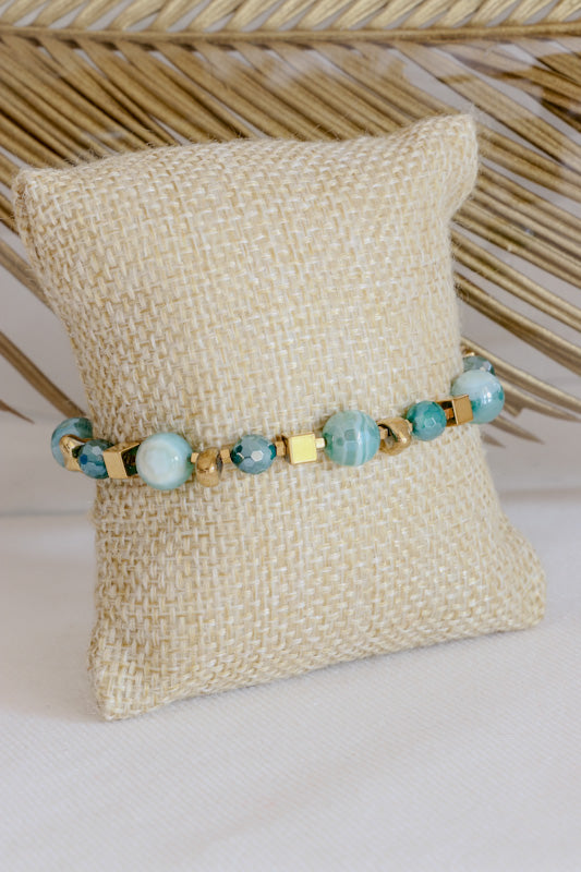 Bracelet SHANTI en Agate Émeraude – Stabilité & Sérénité