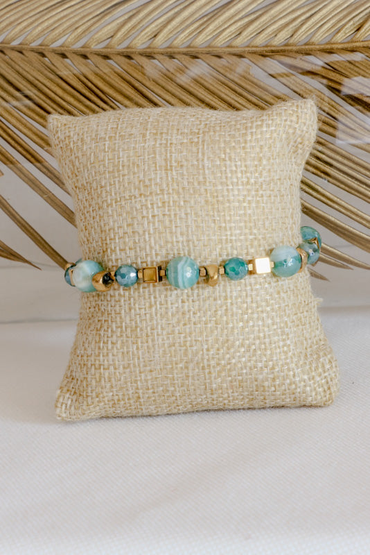 Bracelet SHANTI en Agate Émeraude – Stabilité & Sérénité