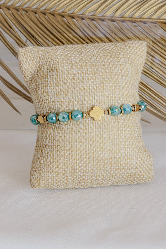 Bracelet SHANTI en Agate Émeraude – Stabilité & Sérénité
