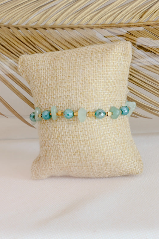 Bracelet SHANTI en Agate Émeraude & pépites d'aventurine – Stabilité & Sérénité