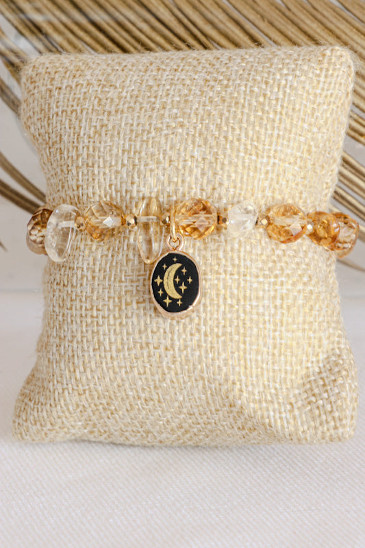 Bracelet Lune LAKSHMI Abondance & Énergie Positive en Citrine