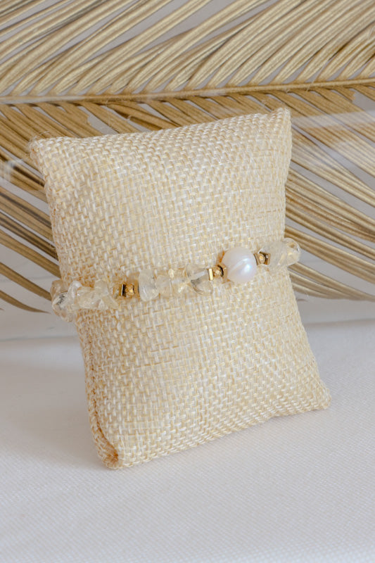 Bracelet LAKSHMI Collection White Pearl - Abondance & Énergie Positive en Citrine