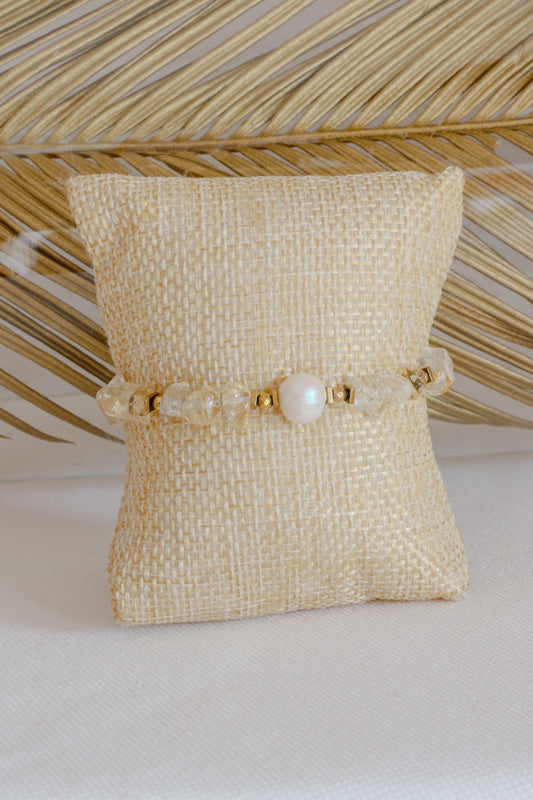 Bracelet LAKSHMI Collection White Pearl - Abondance & Énergie Positive en Citrine