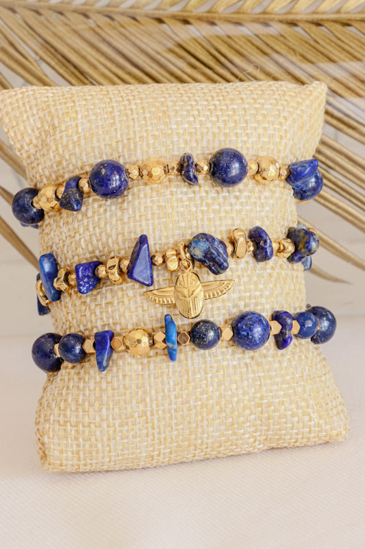 Bracelet scarabée JNANA Intuition & Communication en Lapis Lazuli