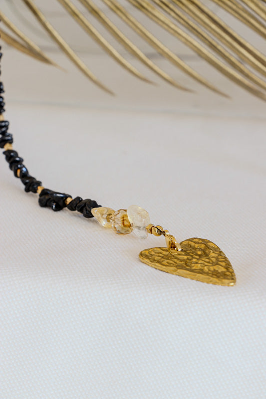 Collier écharpe KSHAMA Sautoir Protection & Ancrage en Tourmaline Noire
